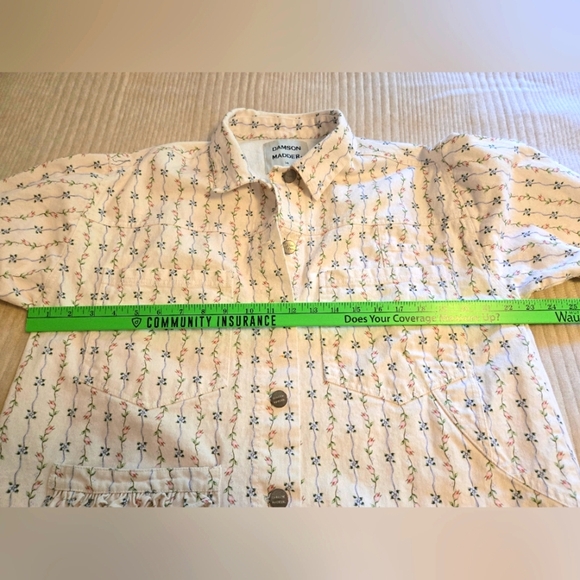 DAMSON MADDER FREE PEOPLE GOODNATURE ECRU FLORAL DENIM JACKET. SIZE 14. - Picture 7 of 11